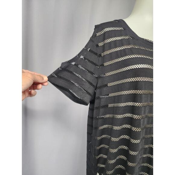 Calvin Klein Swimwear Dress Womens L XL Black Mesh Stripe Sheer Beach Cover Up - Picture 5 of 15